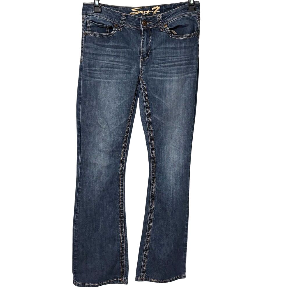 Seven7 Bootcut Jeans Women's Size 10 Medium Wash Stretch Embroidered Pockets